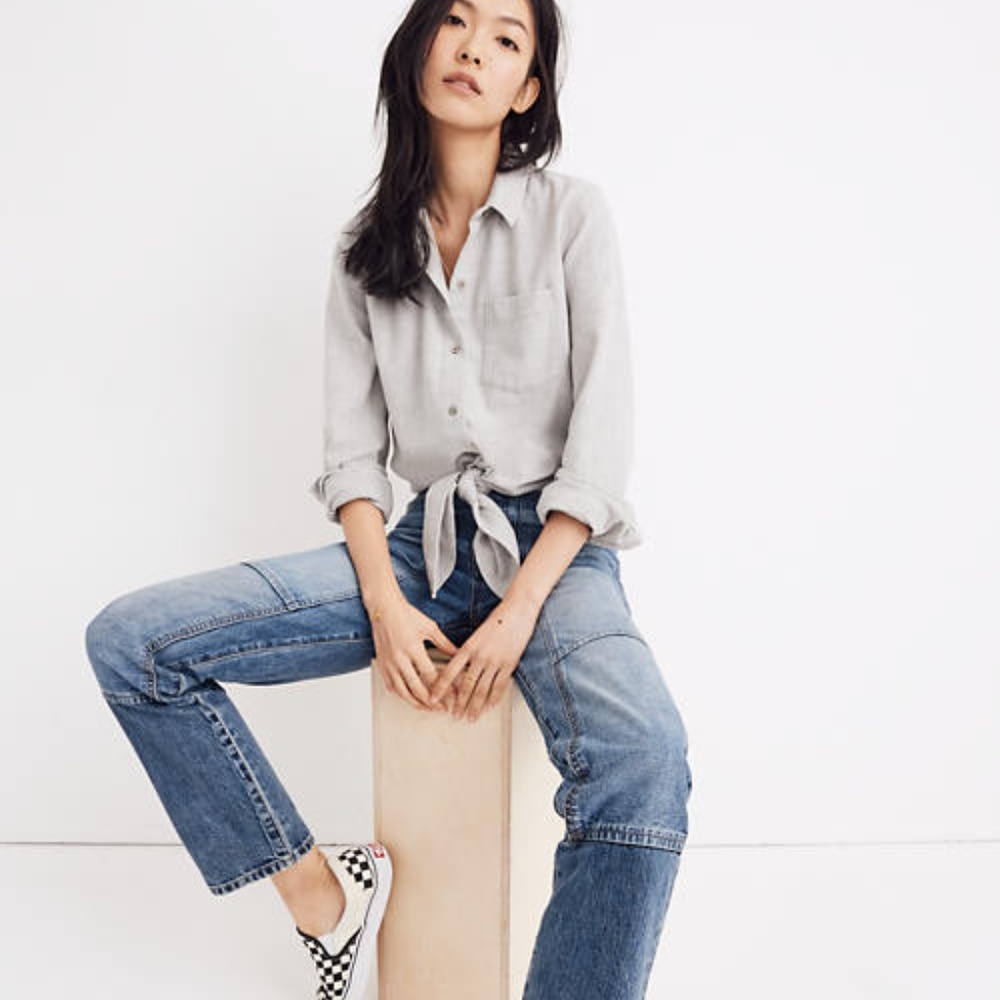 Madewell flannel tie-front